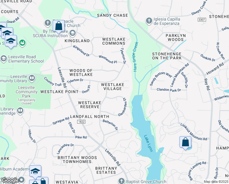 map of restaurants, bars, coffee shops, grocery stores, and more near 7604 Pebblestone Court in Raleigh