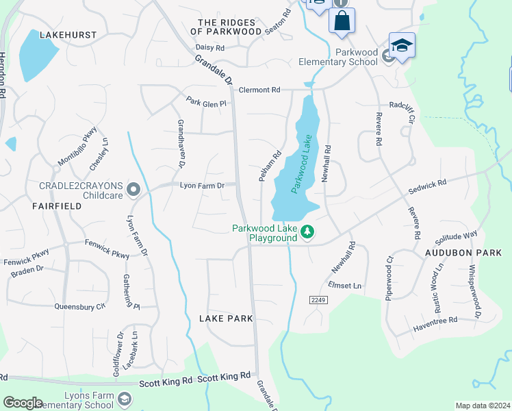 map of restaurants, bars, coffee shops, grocery stores, and more near 103 Hadley Lane in Durham