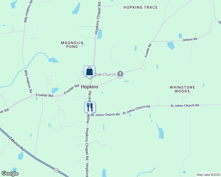map of restaurants, bars, coffee shops, grocery stores, and more near 9012 Fowler Road in Zebulon