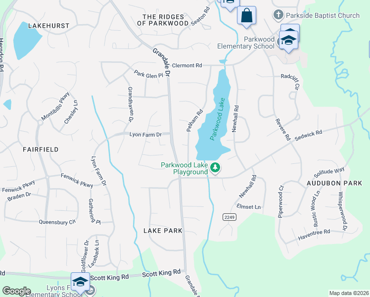 map of restaurants, bars, coffee shops, grocery stores, and more near 103 Hadley Lane in Durham