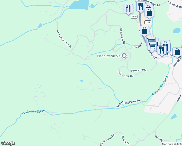 map of restaurants, bars, coffee shops, grocery stores, and more near 70 Longview Road in Spruce Pine