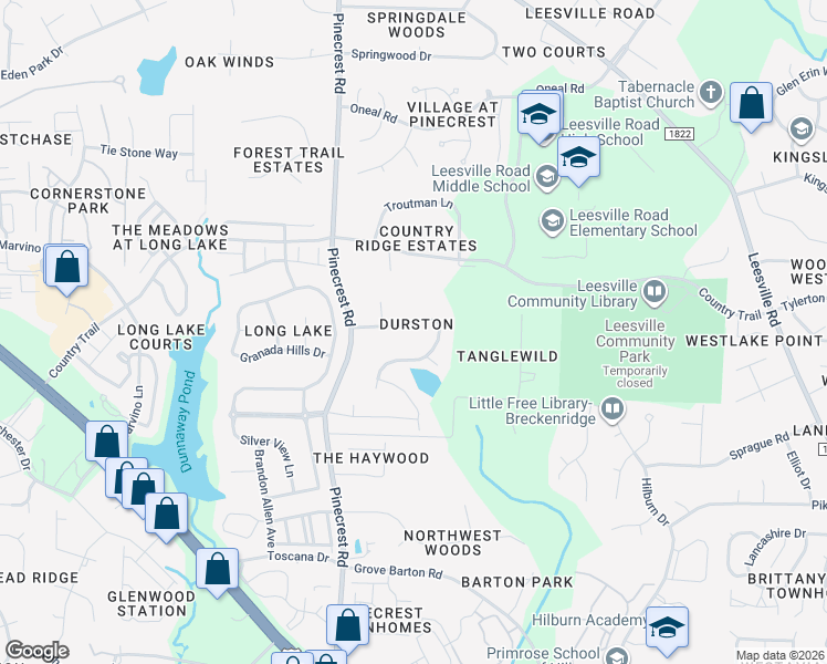 map of restaurants, bars, coffee shops, grocery stores, and more near 5319 Landguard Drive in Raleigh