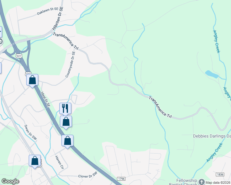 map of restaurants, bars, coffee shops, grocery stores, and more near 1708 Songbird Court in Lenoir
