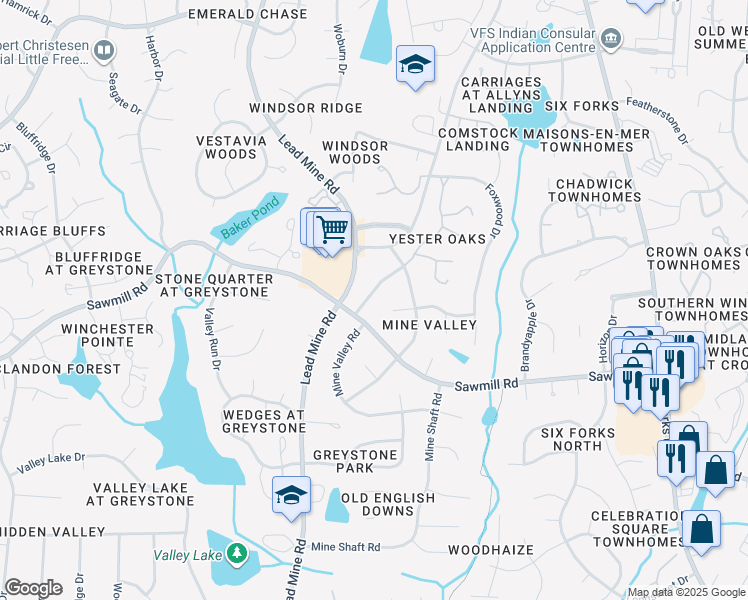 map of restaurants, bars, coffee shops, grocery stores, and more near 7708 Cart Track Trail in Raleigh