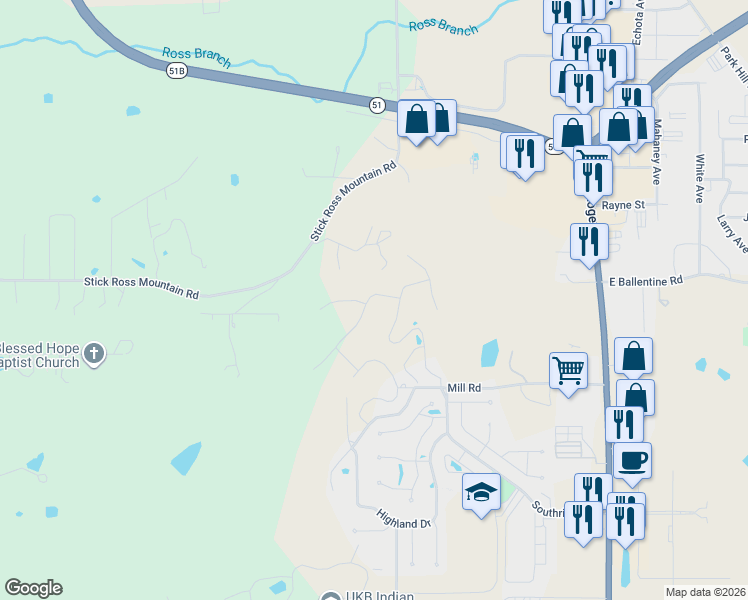 map of restaurants, bars, coffee shops, grocery stores, and more near 715 Ridgeview Drive in Tahlequah