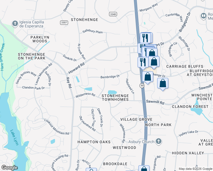map of restaurants, bars, coffee shops, grocery stores, and more near 2401 Wertherson Lane in Raleigh