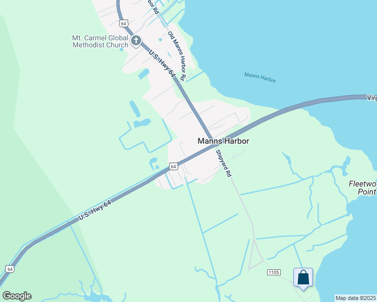 map of restaurants, bars, coffee shops, grocery stores, and more near 7384 U.S. 64 in Manns Harbor
