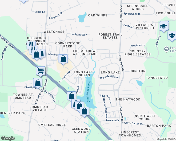 map of restaurants, bars, coffee shops, grocery stores, and more near 7702 San Gabriel Street in Raleigh