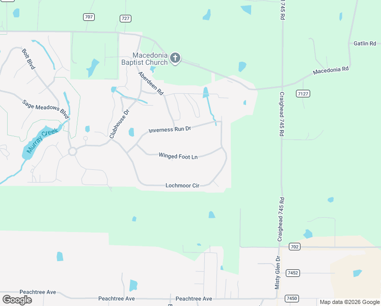 map of restaurants, bars, coffee shops, grocery stores, and more near 4913 Winged Foot Lane in Jonesboro