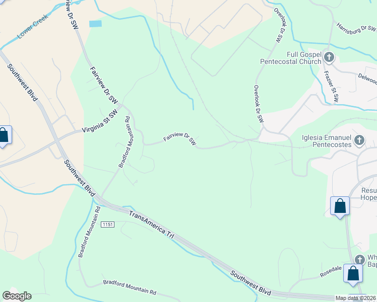 map of restaurants, bars, coffee shops, grocery stores, and more near 1320 Fairview Drive Southwest in Lenoir