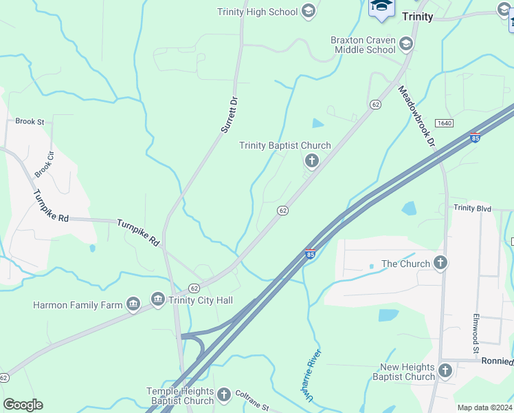 map of restaurants, bars, coffee shops, grocery stores, and more near 4989 Payne Street in Trinity