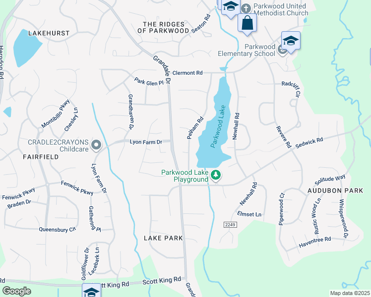 map of restaurants, bars, coffee shops, grocery stores, and more near 103 Hadley Lane in Durham