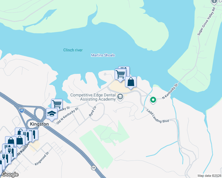 map of restaurants, bars, coffee shops, grocery stores, and more near 1025 Waterford Place in Kingston