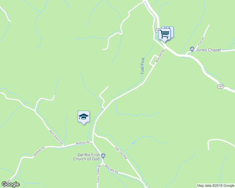 map of restaurants, bars, coffee shops, grocery stores, and more near 905 Blue Mill Road in Del Rio