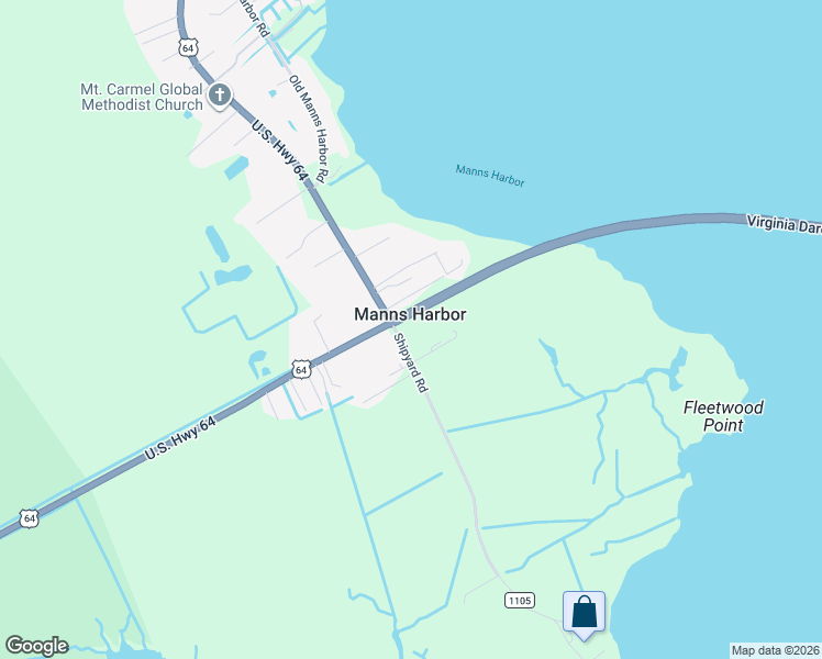 map of restaurants, bars, coffee shops, grocery stores, and more near 1846-7734 Shipyard Road in Manns Harbor