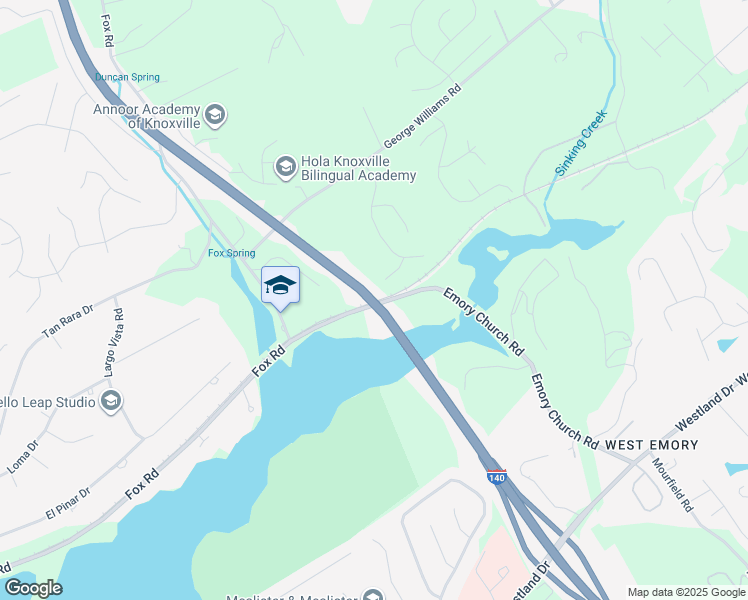 map of restaurants, bars, coffee shops, grocery stores, and more near Pellissippi Parkway in Knoxville