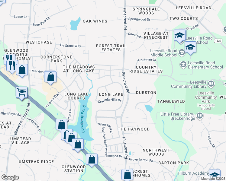 map of restaurants, bars, coffee shops, grocery stores, and more near in Raleigh