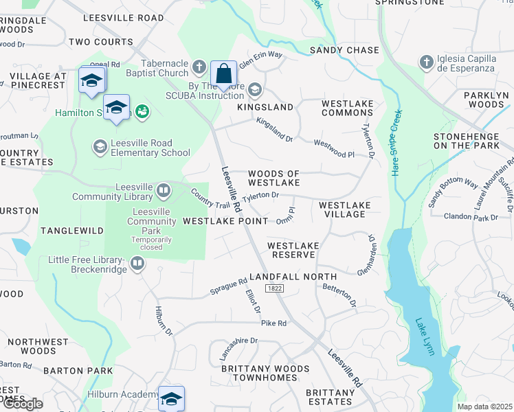 map of restaurants, bars, coffee shops, grocery stores, and more near 4405 Omni Place in Raleigh
