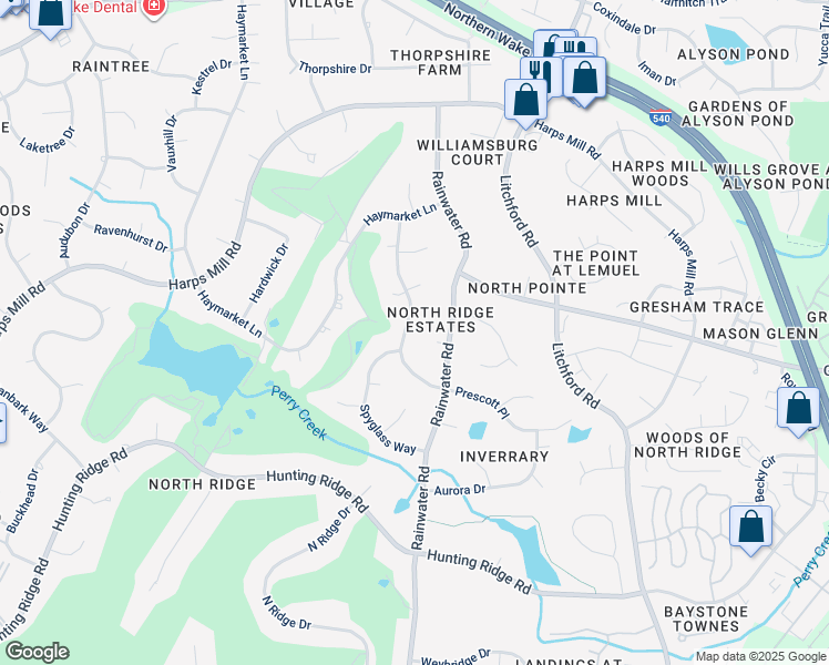 map of restaurants, bars, coffee shops, grocery stores, and more near 7508 Wingfoot Drive in Raleigh