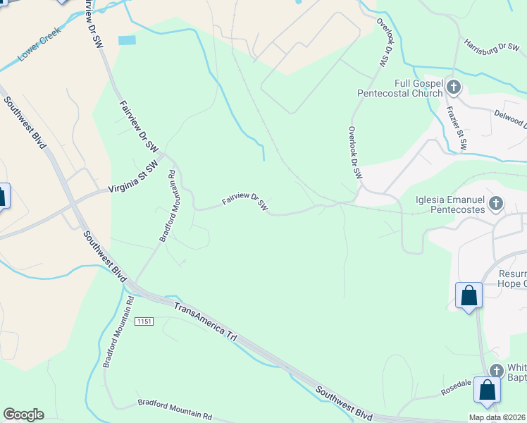 map of restaurants, bars, coffee shops, grocery stores, and more near 1320 Fairview Drive Southwest in Lenoir