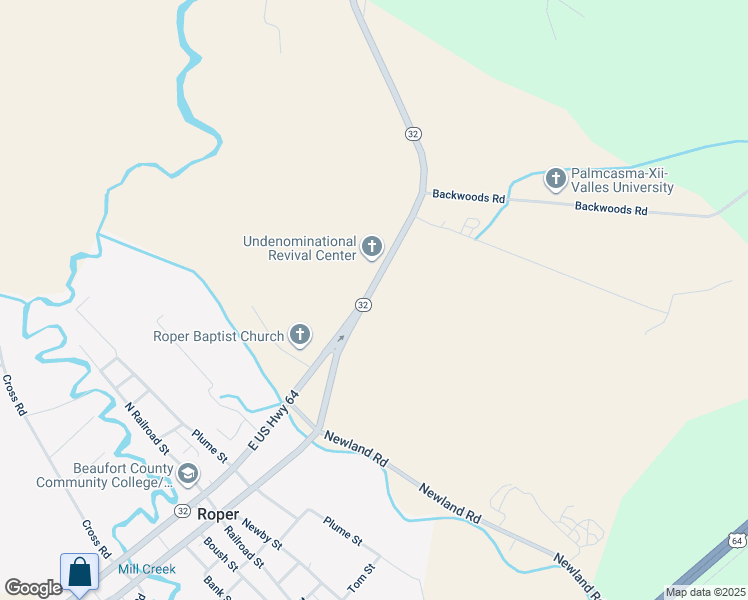 map of restaurants, bars, coffee shops, grocery stores, and more near 8258 North Carolina 32 in Roper