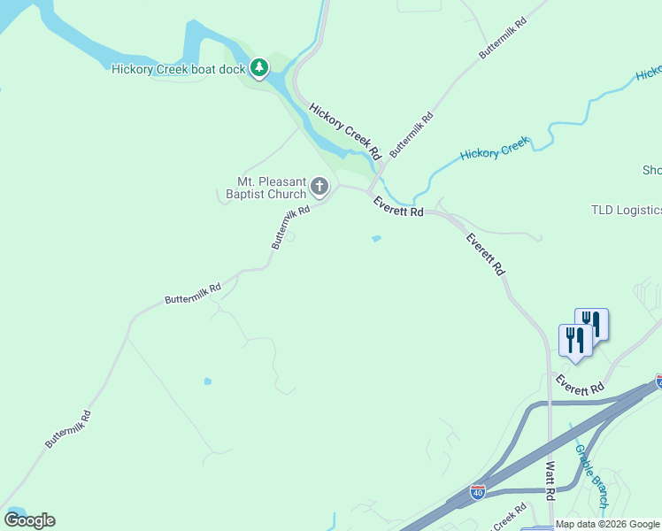 map of restaurants, bars, coffee shops, grocery stores, and more near 13206 Buttermilk Road in Knoxville
