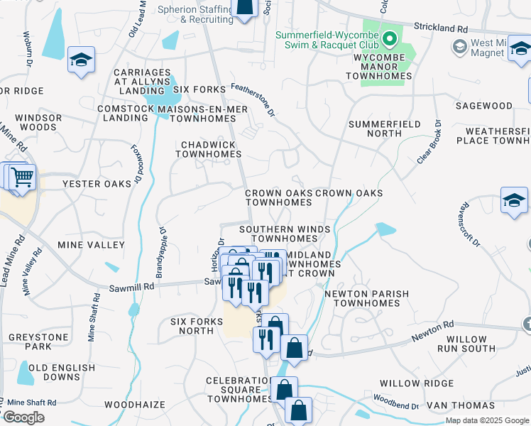 map of restaurants, bars, coffee shops, grocery stores, and more near 7723 Ohmann Court in Raleigh