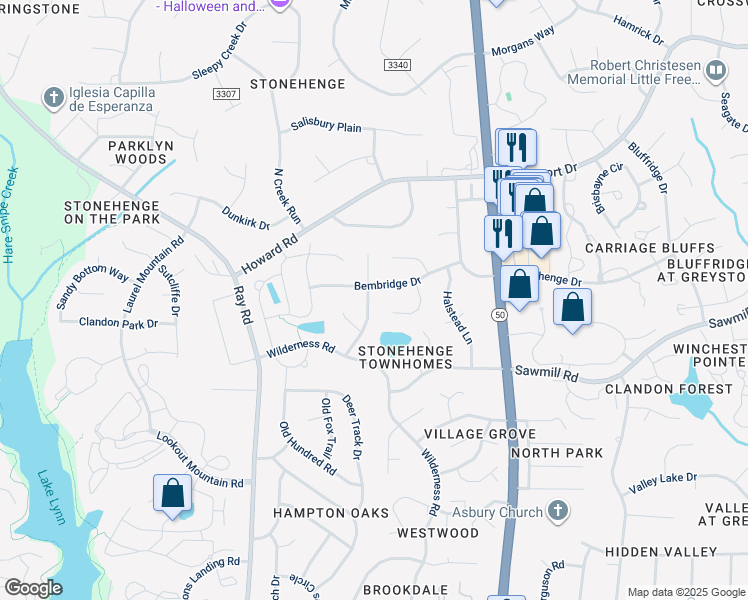 map of restaurants, bars, coffee shops, grocery stores, and more near 2420 Wertherson Lane in Raleigh