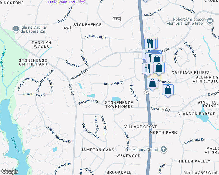 map of restaurants, bars, coffee shops, grocery stores, and more near 2420 Wertherson Lane in Raleigh