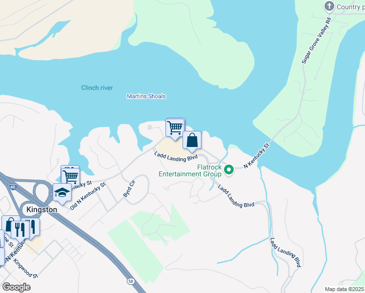 map of restaurants, bars, coffee shops, grocery stores, and more near 1000 Ladd Landing Boulevard in Kingston