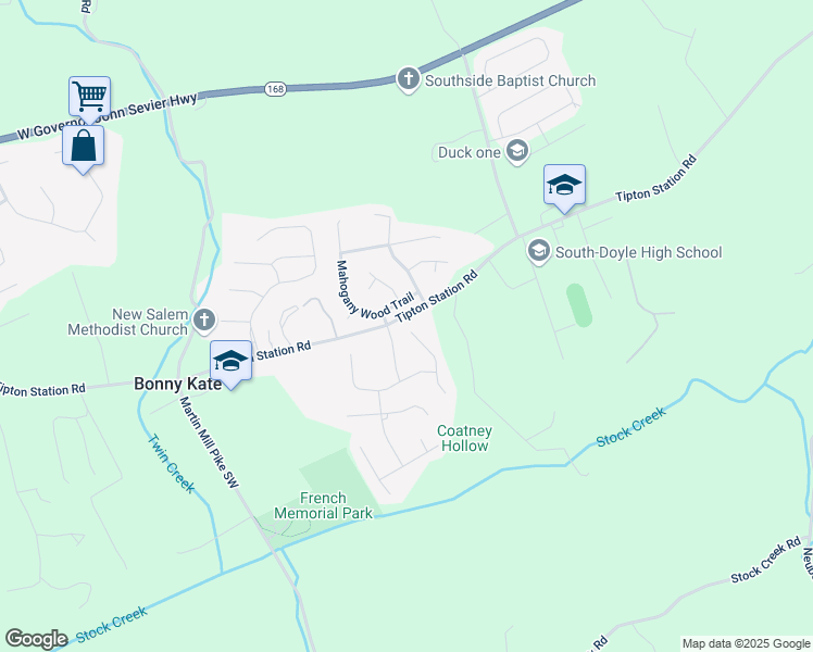 map of restaurants, bars, coffee shops, grocery stores, and more near 1812 Mahogany Wood Trail in Knoxville