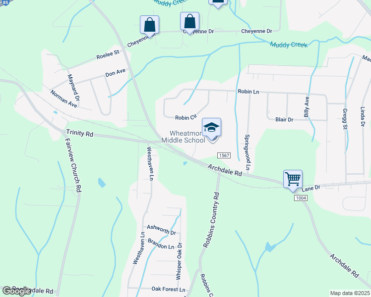 map of restaurants, bars, coffee shops, grocery stores, and more near 111 Winchester Court in Trinity