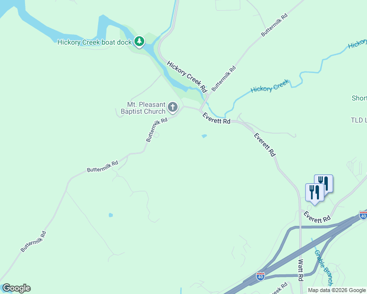 map of restaurants, bars, coffee shops, grocery stores, and more near 13206 Buttermilk Road in Knoxville