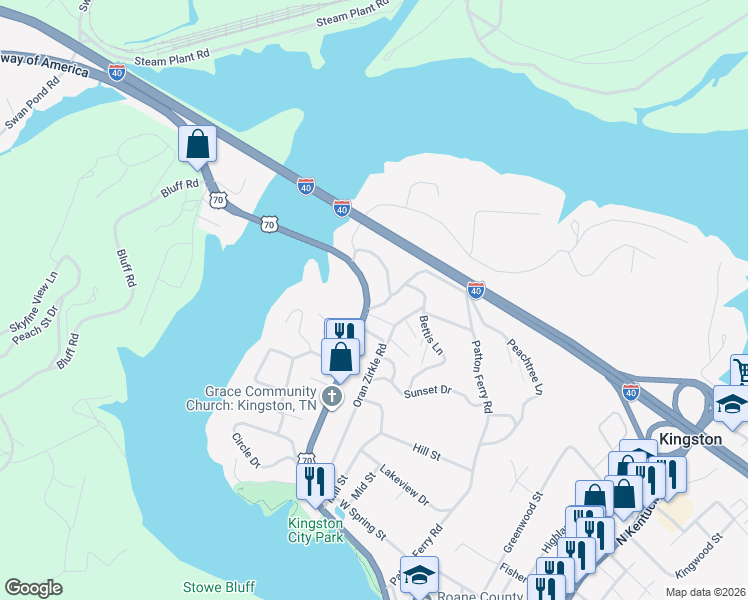 map of restaurants, bars, coffee shops, grocery stores, and more near 930 West Race Street in Kingston
