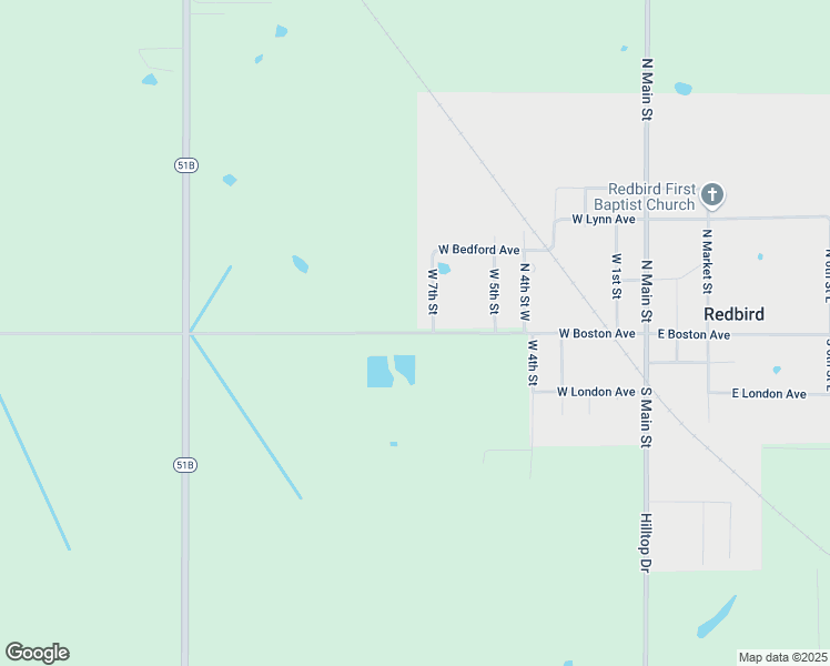 map of restaurants, bars, coffee shops, grocery stores, and more near West Boston Avenue in Redbird