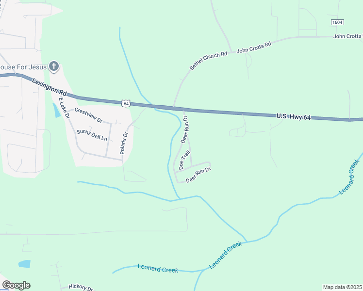 map of restaurants, bars, coffee shops, grocery stores, and more near 204 Deer Run Drive in Mocksville