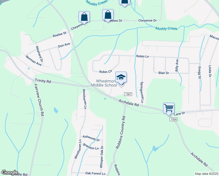 map of restaurants, bars, coffee shops, grocery stores, and more near 111 Winchester Court in Trinity