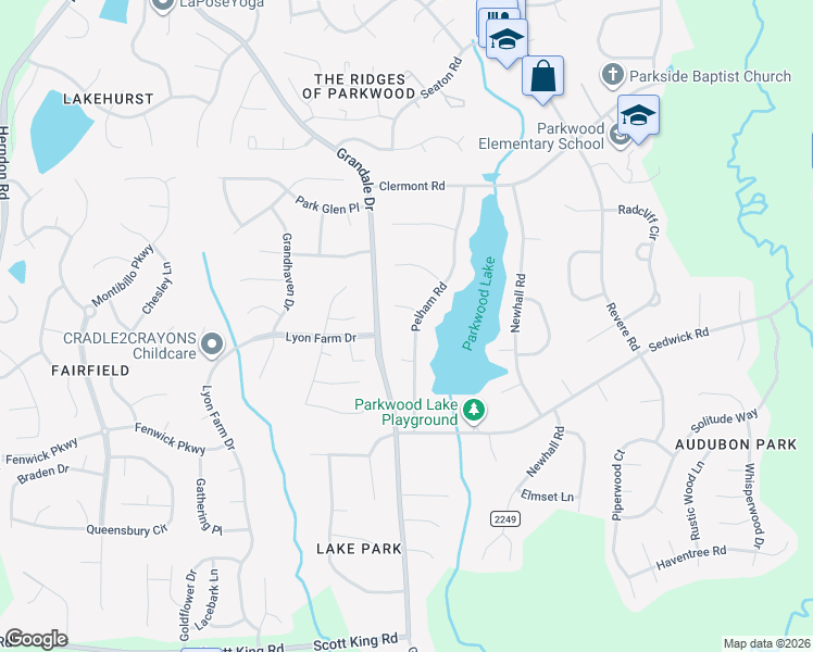 map of restaurants, bars, coffee shops, grocery stores, and more near 5504 Pelham Road in Durham