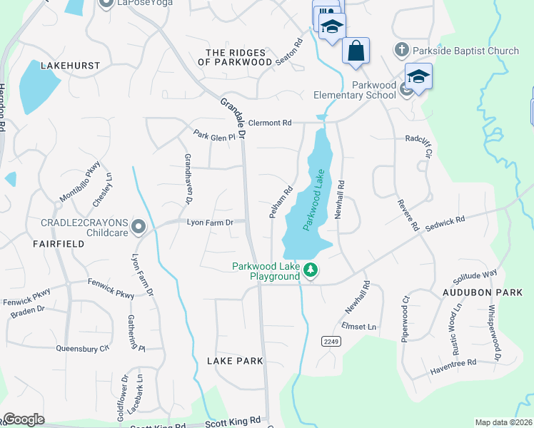 map of restaurants, bars, coffee shops, grocery stores, and more near 5504 Pelham Road in Durham