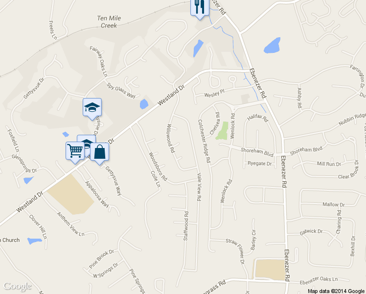 map of restaurants, bars, coffee shops, grocery stores, and more near 9006 Roemeadow Lane in Knoxville