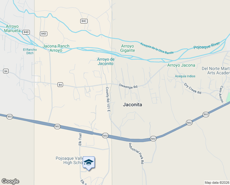 map of restaurants, bars, coffee shops, grocery stores, and more near 250 County Road 84 in Santa Fe