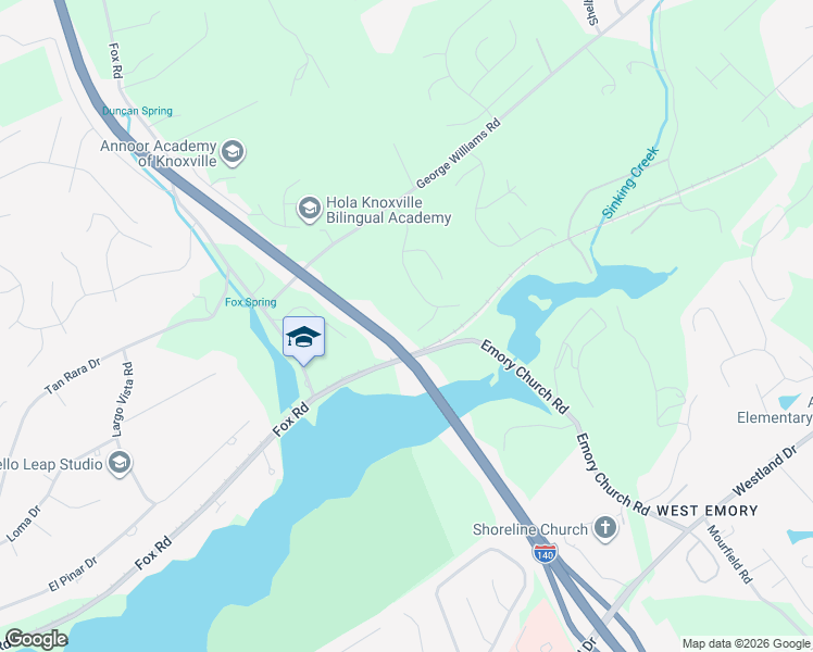 map of restaurants, bars, coffee shops, grocery stores, and more near 9819 Colby Station Lane in Knoxville