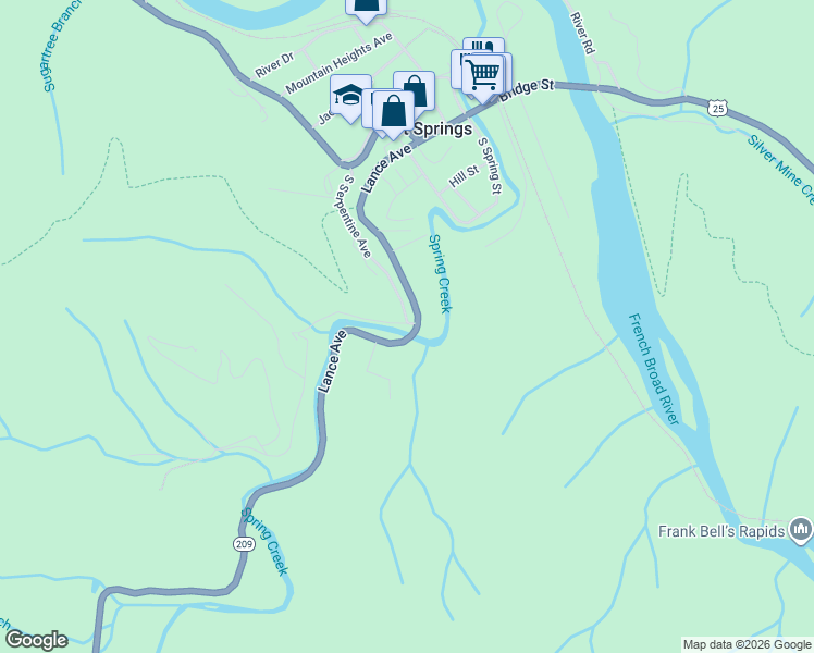 map of restaurants, bars, coffee shops, grocery stores, and more near 405 South Serpentine Avenue in Hot Springs