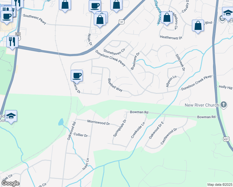 map of restaurants, bars, coffee shops, grocery stores, and more near 216 Wynbrook Court in Franklin