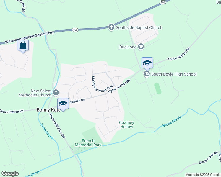 map of restaurants, bars, coffee shops, grocery stores, and more near 1812 Mahogany Wood Trail in Knoxville