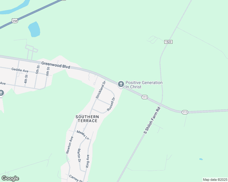 map of restaurants, bars, coffee shops, grocery stores, and more near 204 Russell Drive in Princeville