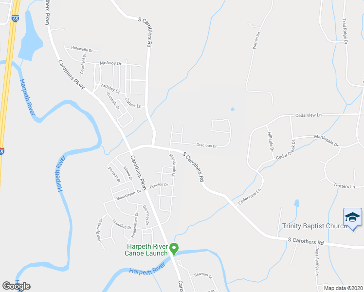 map of restaurants, bars, coffee shops, grocery stores, and more near 2028 Gracious Drive in Franklin