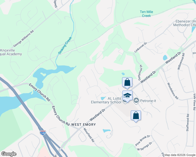 map of restaurants, bars, coffee shops, grocery stores, and more near 813 Foxfield Lane in Knoxville