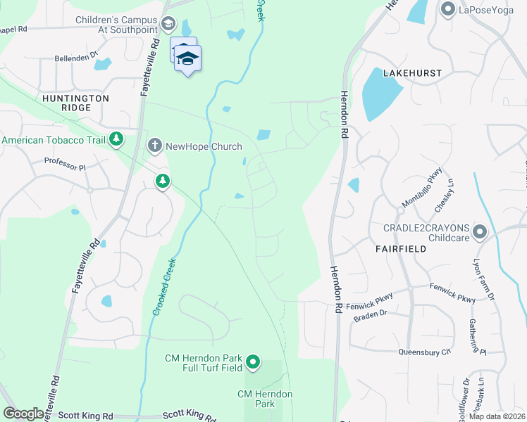 map of restaurants, bars, coffee shops, grocery stores, and more near 1453 Cherob Lane in Durham