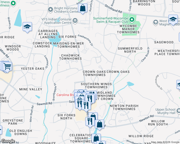 map of restaurants, bars, coffee shops, grocery stores, and more near in Raleigh